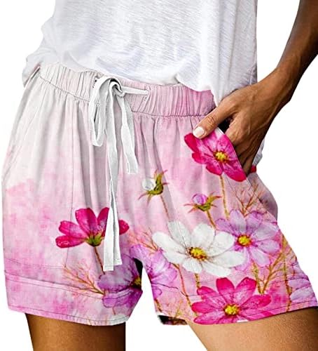 2023 מכנסי קיץ של נשים קצרות מזדמנים עם מותניים גבוהים עם רגל רחבה רחבה מכנסיים קצרים כוכבים פס כוכב