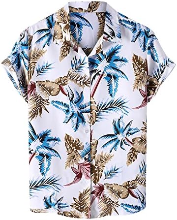NARHBRG שנות ה -80 שנות ה -90 ALOHA HAWAIIAN חולצות לגברים HIPSTER RETRO כפתור למטה חולצה שרוול קצר