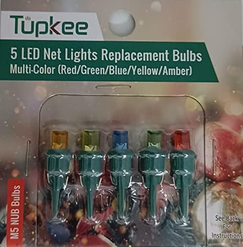 נורות החלפת אורות נטו של טופקי - נורות LED Multi -Color M5 Nub נורות - 5 נורות לכל PKG