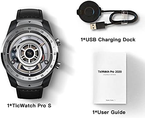 Ticwatch Pro S Smartwatch עם זיכרון זיכרון RAM של 1 ג'יגה-בייט 2-30 יום חיי סוללה GPS מובנים IP68 אטום
