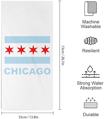 דגל מדינת שיקגו מגבות יד מגבות פנים וגוף שטיפת גוף מטלוני רחצה רכים עם חמוד מודפס למלון מטבח אמבטיה