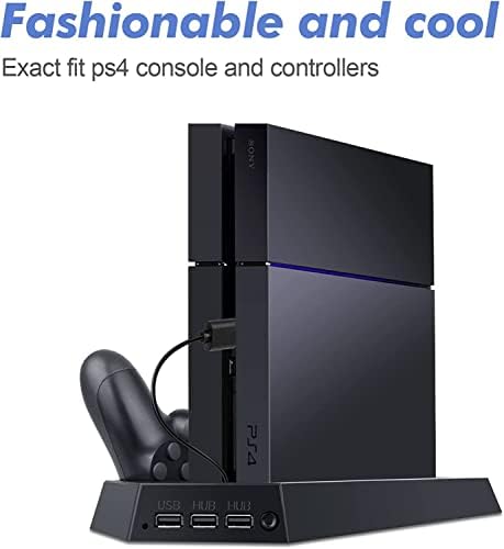 מטען סטנד אנכי עבור מאוורר קירור PS4, תחנת טעינה של בקר כפול עבור Sony PlayStation 4 קונסולת משחקים