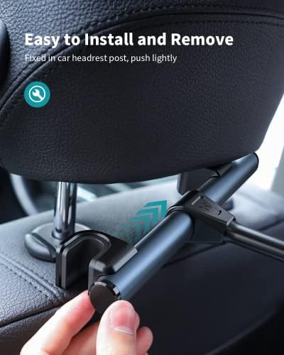 אפליקציות 2 מחזיק טאבלט לרכב למשענת ראש לרכב, מחזיק אייפד למושב אחורי לרכב, זרוע מתכווננת מתכווננת ו-360