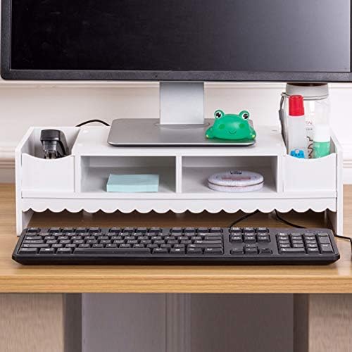 טויאנדונה עבודה מהבית יסודות מעמד צג 1 מחשב, מעמד צג מחשב לבן / ורוד 19 אינץ ' עם מארגן אחסון שולחן