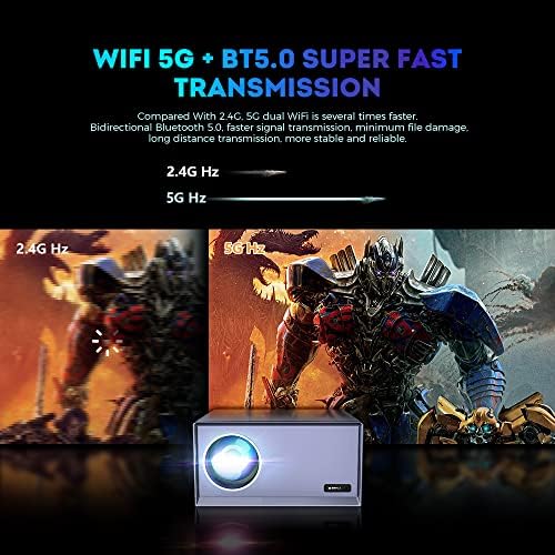 מקרן 4K - יליד 1080p מלא HD 5G WiFi מקרן Bluetooth, Repabow 550 ANSI Lumen 300 ZOOM 4D/4P תיקון מפתח