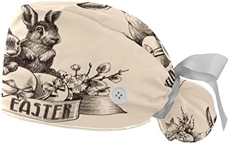 חמוד פסחא חומוס קריקטורה 2 יחידות יוניסקס עבודה כובע עם כפתור נפוח טורבן כובע מתכוונן כובעי נפוח שיער